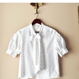 White Blouse with Bow Detail